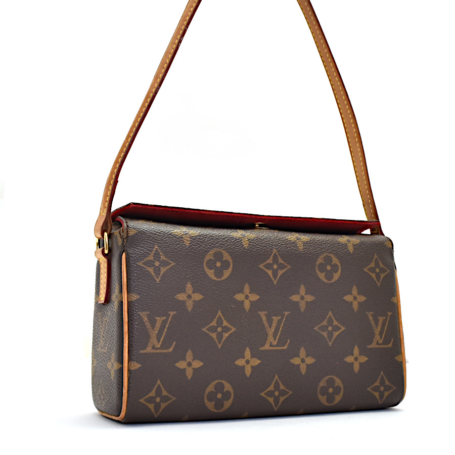 【中古】ルイヴィトン ハンドバッグ レシタル モノグラム M51900 キャンバス×レザー レディース ブラウン LOUIS VUITTON [美品][送料無料]