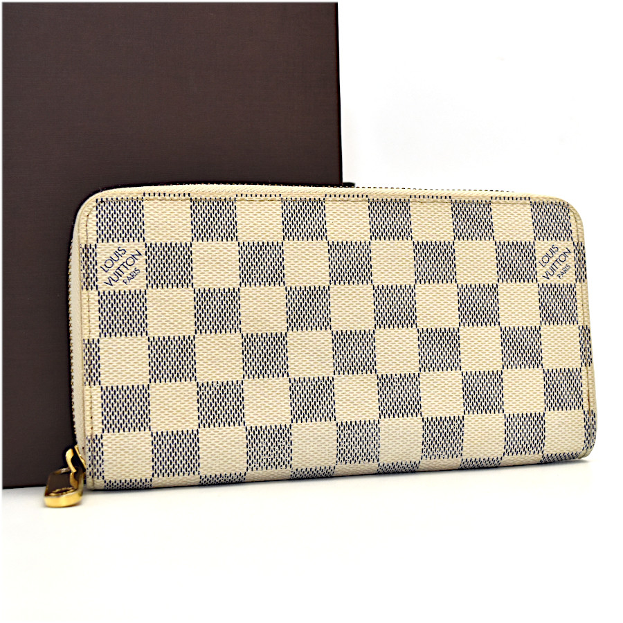 【中古】ルイヴィトン ジッパー長札入れ ジッピーウォレット ダミエアズール N60019 帆布×なめし革 ユニ一発やる 白いこと LOUIS VUITTON [美品][貨物輸送無料] メンズ財布-財布・ケース-バッグ・小物・ブランド雑貨