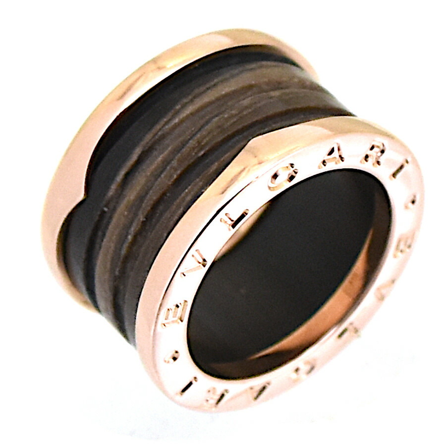 【中古】新品同様 ブルガリ リング ビーゼロワン 750（K18PG） セラミック マーブルブラウン ピンクゴールド BVLGARI B.zero1 [美品][送料無料]