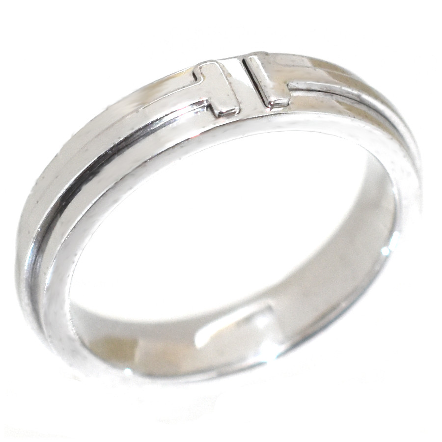 【中古】ティファニー T ナローリング K18ホワイトゴールド Au750 14号 7.8g ジュエリー TIFFANY&Co. [美品][送料無料]｜ブランドリサイクルストアスマイル 108,900円