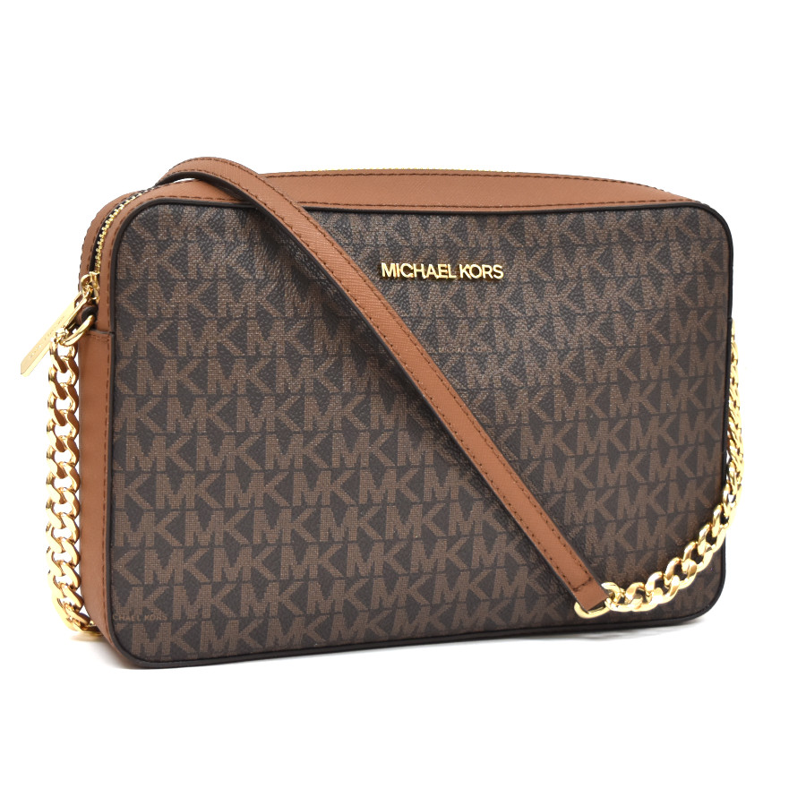 【中古】新品同様 マイケルコース ショルダーバッグ MKシグネチャー PVC レデース ブラウン MICHAEL KORS [美品][送料無料]