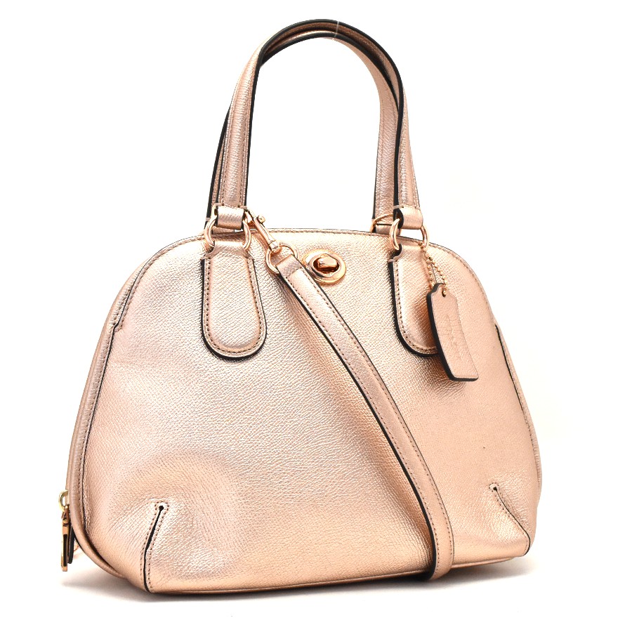 中古 新品同様 コーチ 2way ショルダーバッグ レディース レザー メタリックピンク 35330 Coach 送料無料 美品 Fitzfishponds Com