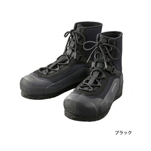 （特価） （21年3月新商品） シマノ ロックショアウェットブーツ（ウォータードレイン・ピンフェルト） FS-080U ブラック 27.0cm