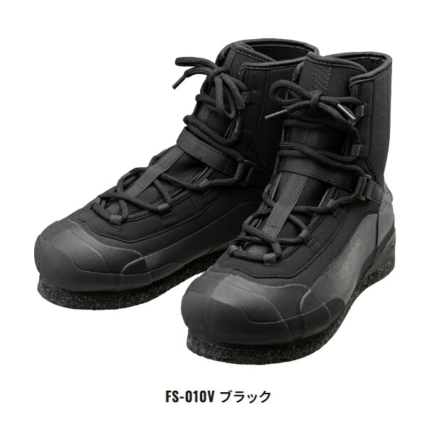 （特価） （22年9月新商品） シマノ ロックショア ウェットブーツ カットラバーピンフェルト FS-010V ブラック 28.0cm