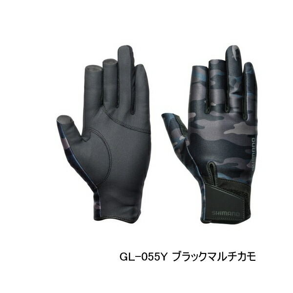 ≪'25年10月新商品！≫ シマノ 03 タイタニューム・アルファ グローブ 3 セミロング GL-055Y ブラックマルチカモ Mサイズ 4,751円