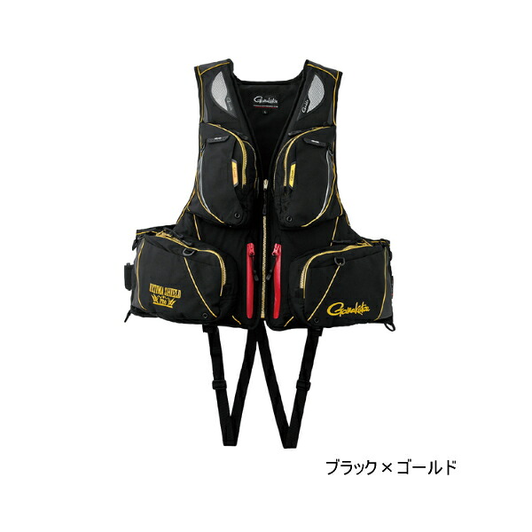 ≪'24年12月新商品!≫ がまかつ アルテマシールドプロ フローティングベスト GM-2183 ブラック×ゴールド 5Lサイズ