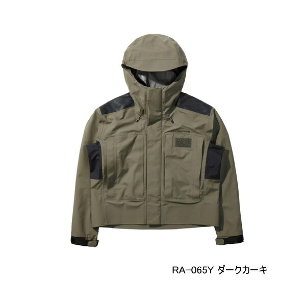 ≪\u002725年3月新商いもの！≫ シマノ ウェーディング レインジャケット 03 RA-065Y まっ黒いカーキ XL大きさ