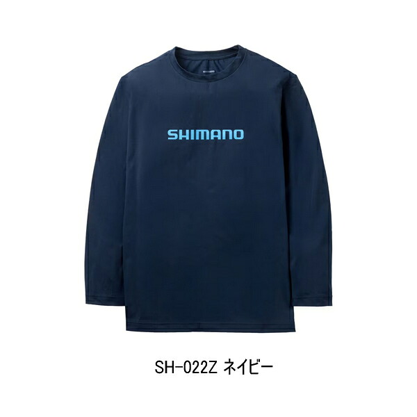 （26年3月新商品） シマノ ドライロゴTシャツ ロングスリーブ SH-022Z ネイビー Sサイズ