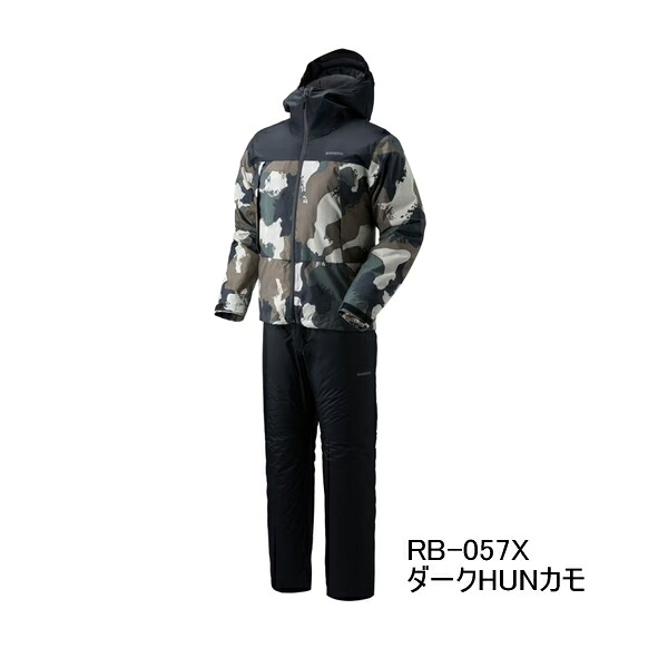 （26年9月新商品） シマノ ベーシックインサレーション レインスーツ 01 RB-057X ダークHUNカモ WMサイズ （9月発売予定／ご予約受付中）｜釣具総合卸売販売 フーガショップ2 15,122円