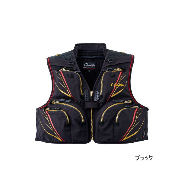 ≪'23年3月新商品！≫ がまかつ ショートハーフメッシュベスト GM-2328 ブラック LLサイズ