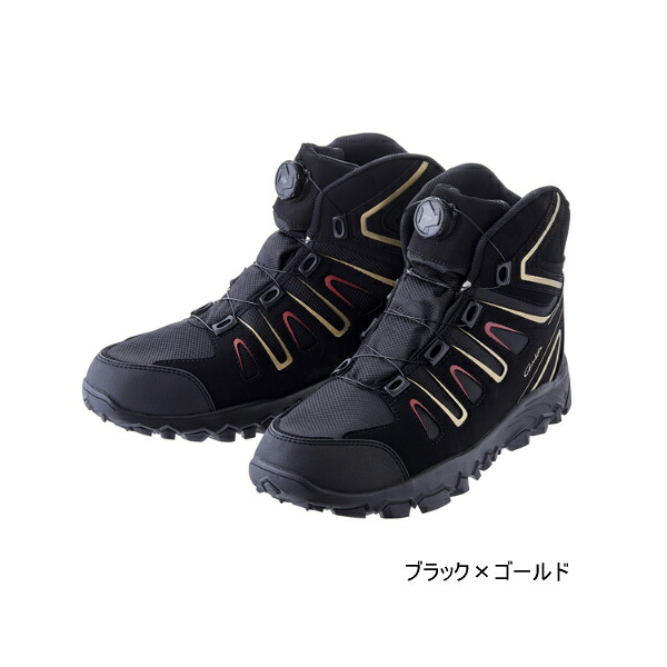 ≪23年9月新商品！≫ がまかつ ダブルグリップ スパイクシューズ(防水) GM-4539 ブラック×ゴールド Mサイズ