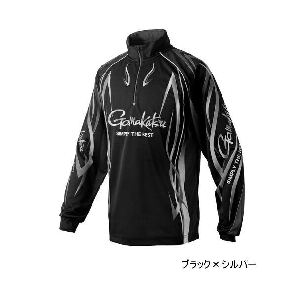 ≪'25年4月新商品！≫ がまかつ 2WAY プリントジップシャツ(長袖) GM-3734 ブラック&times;シルバー 5Lサイズ｜釣具総合卸売販売 フーガショップ2