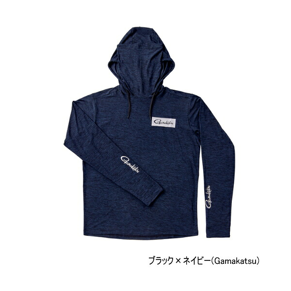 ≪'25年3月新商品！≫ がまかつ サンシェードフーディTシャツ GM-3747 ブラック×ネイビー(がまかつ) Mサイズ
