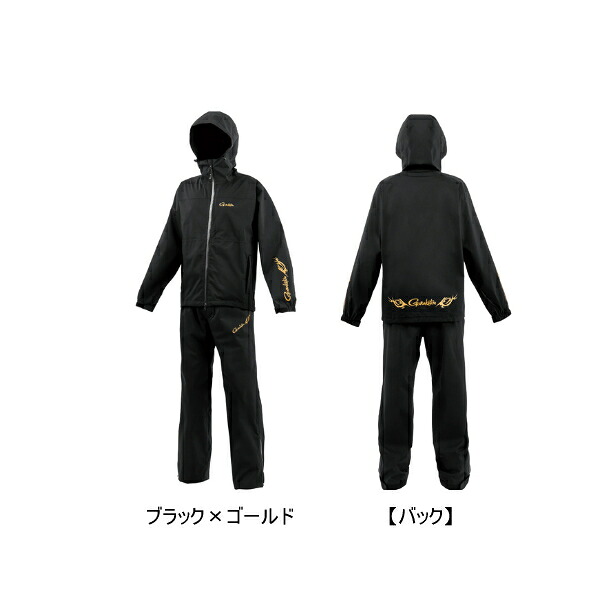 ≪'25年6月新商品！≫ がまかつ Gスペック レインスーツ GM-3784 ブラック×ゴールド Mサイズ