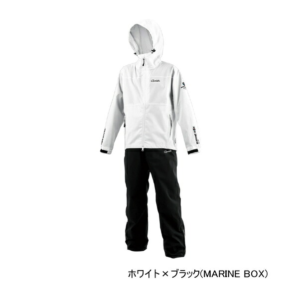≪'25年6月新商品！≫ がまかつ Gスペック レインスーツ GM-3784 ホワイト×ブラック(マリンボックス) Lサイズ