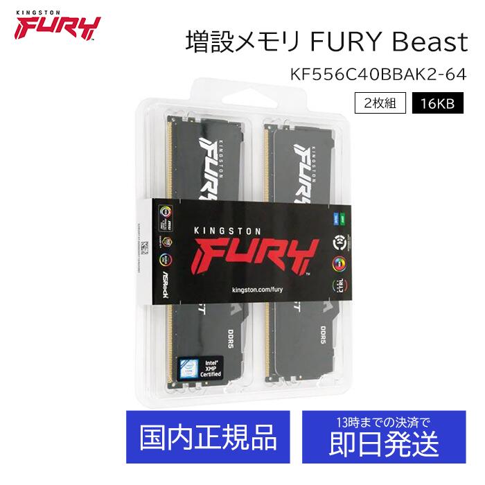 Kingston FURY 事務机とっ始めパソコン用記憶装置 KF556C40BBAK2-64 DDR5 パソコン5-44800 32GB 2枚組 パソコン5 DIMM パソコン記憶装置 キングストン 記憶装置 高速道路 内蔵 型 事務机とっ始めパソコン マイコン 記憶装置 力くらべ ゲーミング 事務机とっ始め 高品質 増設 拠りどころ性 記憶装置 国内定め事品 貨物輸送無料 万覚え帳パソコン