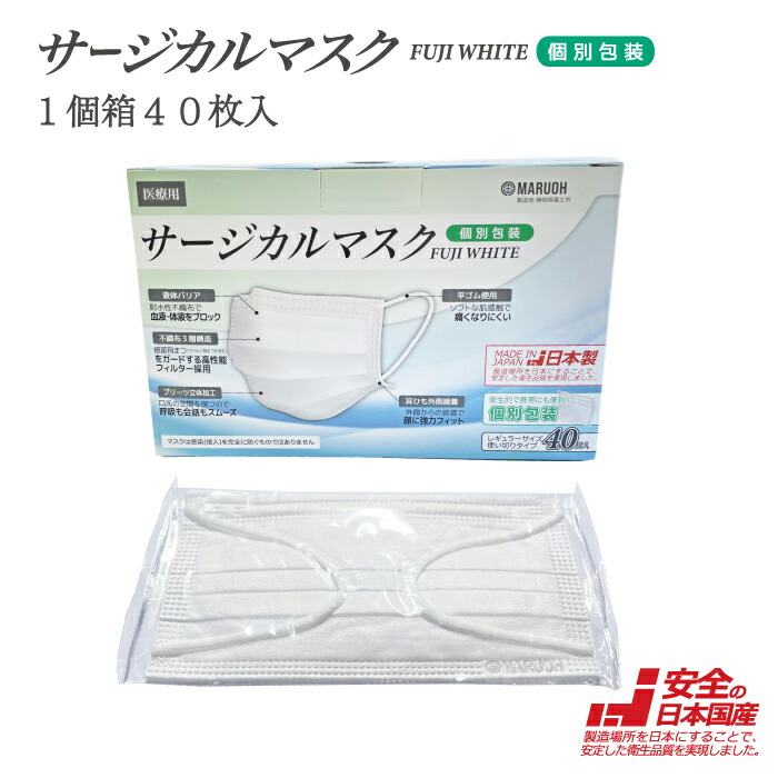 楽天市場】緊急値下げ！【日本製 医療用 サージカルマスク JIS T9001クラス3 適合】2個箱100枚入 FUJI BLUE / FUJI  WHITE 日本国産 医療用 サージカルマスク : 富士山の良質な天然水の宅配便