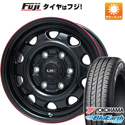 【新品 軽自動車】 夏タイヤ ホイール4本セット 165/55R14 ヨコハマ ブルーアース AE-01 レアマイスター LMG OFF-STYLE(グロスブラック/レッドリム) 4.5J 14インチ(送料無料)｜フジ スペシャルセレクション 41,145円