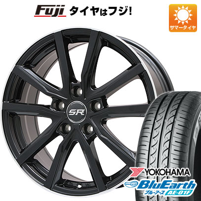 【新品国産車用4穴100】 夏タイヤ ホイール4本セット 185/55R16 ヨコハマ ブルーアース AE-01F エルベ Vスポーク パールブラックリムポリッシュ 6.5J 16インチ(送料無料)