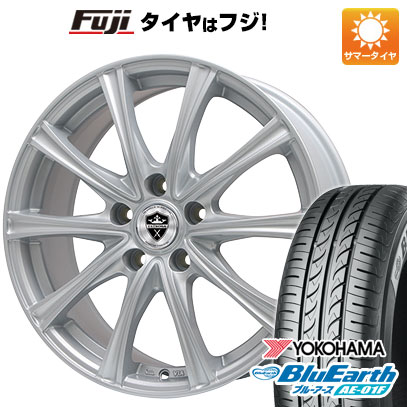 【新品】フリード 5穴/114 夏タイヤ ホイール4本セット 195/55R16 ヨコハマ ブルーアース AE-01F エルベ エステローザ MZV シルバー 6.5J 16インチ(送料無料)