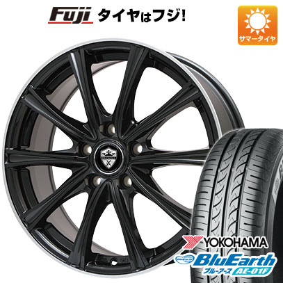 【新品】フリード 5穴/114 夏タイヤ ホイール4本セット 195/55R16 ヨコハマ ブルーアース AE-01F エルベ エステローザ MZV ブラックリムポリッシュ 6.5J 16インチ(送料無料)