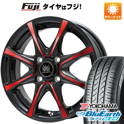 【新品 軽自動車】ソリオ ハスラー 夏タイヤ ホイール4本セット 165/70R14 ヨコハマ ブルーアース AE-01F プレミックス アマルフィV Jr(ブラックポリッシュ/レッドクリア) 4.5J 14インチ(送料無料)