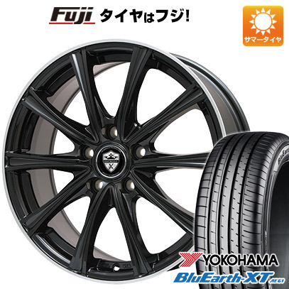 【新品国産車用5穴114.3】 夏タイヤ ホイール4本セット 215/50R18 ヨコハマ ブルーアース XT AE61 エルベ エステローザ MZV ブラックリムポリッシュ 7.5J 18インチ(送料無料)|フジ スペシャルセレクション