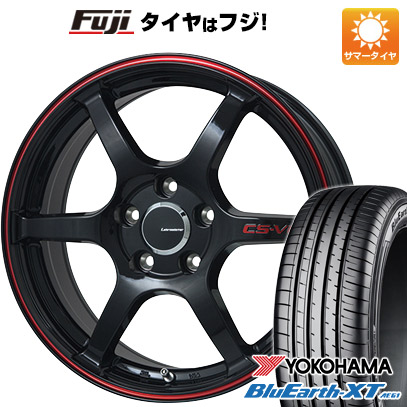 【新品国産車用5穴114.3】 夏タイヤ ホイール4本セット 215/60R17 ヨコハマ ブルーアース XT AE61 レアマイスター CS-V6(グロスブラック/レッドライン) 7J 17インチ(送料無料)｜フジ スペシャルセレクション