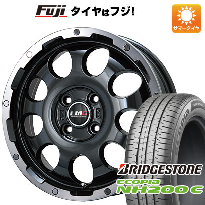 【新品 軽自動車】N-BOX タント スペーシア 夏タイヤ ホイール4本セット 165/55R15 ブリヂストン エコピア NH200 C レアマイスター LMG CS-9 ブラック/ブラッククリアリム 15インチ(送料無料)