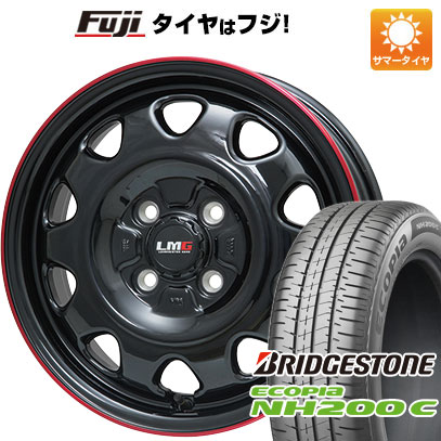 【新品 軽自動車】N-BOX タント スペーシア 夏タイヤ ホイール4本セット 165/55R15 ブリヂストン エコピア NH200 C レアマイスター LMG OFF-STYLE(グロスブラック/レッドリム) 4.5J 15インチ(送料無料)