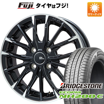 【新品 軽自動車】N-BOX タント スペーシア 夏タイヤ ホイール4本セット 165/55R15 ブリヂストン エコピア NH200 C ブランドルライン DF-10M グロスブラック/カットスポーク 4.5J 15インチ(送料無料)
