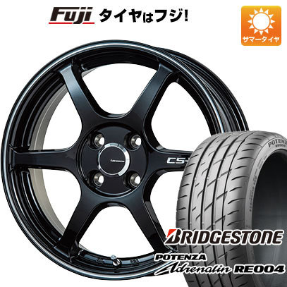 【新品 軽自動車】N-BOX タント スペーシア 夏タイヤ ホイール4本セット 165/55R15 ブリヂストン ポテンザ アドレナリン RE004 レアマイスター CS-V6(グロスブラック/ラインポリッシュ) 5J 15インチ(送料無料)