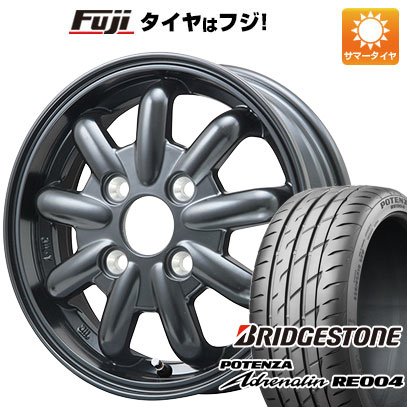 【新品 軽自動車】N-BOX タント スペーシア 夏タイヤ ホイール4本セット 165/55R15 ブリヂストン ポテンザ アドレナリン RE004 ブランドルライン ストレンジャーKST-9改 ブラック 4.5J 15インチ(送料無料)