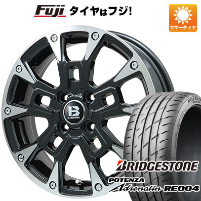 【新品 軽自動車】N-BOX タント スペーシア 夏タイヤ ホイール4本セット 165/55R15 ブリヂストン ポテンザ アドレナリン RE004 ビッグウエイ B-LUGNAS BRD(ブラックポリッシュ/ブラッククリア) 4.5J 15インチ(送料無料)