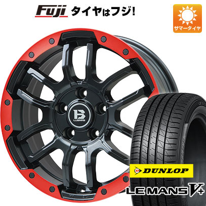 【新品国産車用5穴114.3】 夏タイヤ ホイール4本セット 215/45R18 ダンロップ ルマン V+(ファイブプラス) ビッグウエイ B-LUGNAS FRD(マットブラック/レッドリム) 7.5J 18インチ(送料無料)