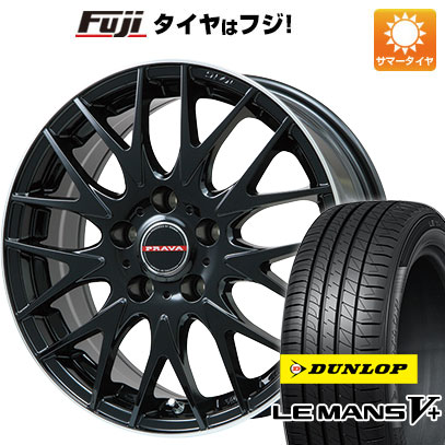 【新品】フリード 5穴/114 夏タイヤ ホイール4本セット 195/55R16 ダンロップ ルマン V+(ファイブプラス) ビッグウエイ レイシーン プラバ9MJrII グロスブラック/リムポリッシュ 6.5J 16インチ(送料無料)|フジ スペシャルセレクション