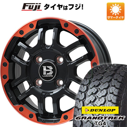 【新品 軽自動車】軽トラ 軽バン 夏タイヤ ホイール4本セット 145/80R12 80/78N ダンロップ グラントレック TG4 ビッグウエイ B-LUGNAS FRD(マットブラック/レッドリム) 4J 12インチ(送料無料)