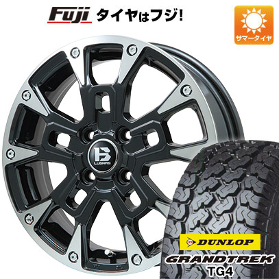 【新品 軽自動車】軽トラ 夏タイヤ ホイール4本セット 165R14 6PR ダンロップ グラントレック TG4 ビッグウエイ B-LUGNAS BRD(ブラックポリッシュ/ブラッククリア) 14インチ(送料無料)