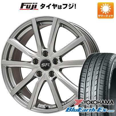 【新品国産車用4穴100】 夏タイヤ ホイール4本セット 185/55R16 ヨコハマ ブルーアース ES32 エルベ Vスポーク メタリックグレー 6.5J 16インチ(送料無料)