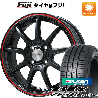 【新品国産車用4穴100】 夏タイヤ ホイール4本セット 195/50R16 ファルケン ジークス ZE310R エコラン(限定) レアマイスター LMスポーツ LM-QR グロスブラック/レッドライン 6J 16インチ(送料無料)|フジ スペシャルセレクション