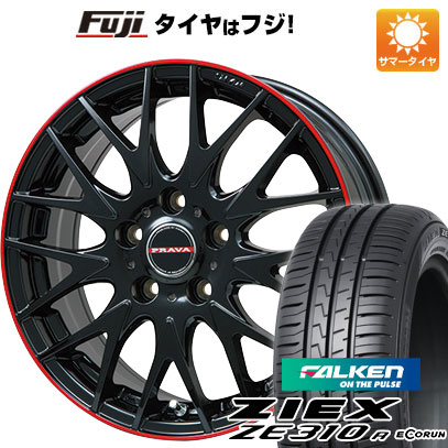 【新品国産車用5穴100】 夏タイヤ ホイール4本セット 205/55R16 ファルケン ジークス ZE310R エコラン(限定) ビッグウエイ レイシーン プラバ9MJrII グロスブラック/レッドリム 6.5J 16インチ(送料無料)