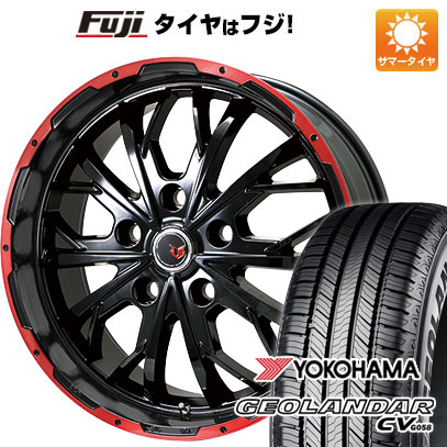 【新品国産車用5穴114.3】 夏タイヤ ホイール4本セット 235/55R20 ヨコハマ ジオランダー CV G058 レアマイスター LMG ヴァスティア(グロスブラック/レッドリム) 8.5J 20インチ(送料無料)