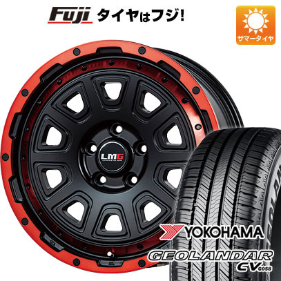 【新品】デリカD5 夏タイヤ ホイール4本セット 225/70R16 ヨコハマ ジオランダー CV G058 レアマイスター LMG DS-10 マットブラック/レッドリム 7J 16インチ(送料無料)