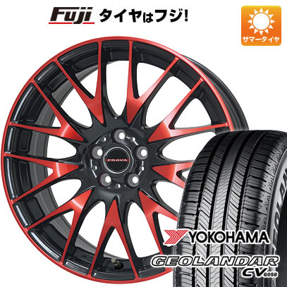 【新品国産車用5穴114.3】 夏タイヤ ホイール4本セット 235/55R20 ヨコハマ ジオランダー CV G058 ビッグウエイ レイシーン プラバ9M(レッドクリア) 8.5J 20インチ(送料無料)