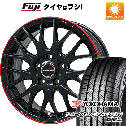 【新品】ライズ/ロッキー（ハイブリッド） 夏タイヤ ホイール4本セット 195/65R16 ヨコハマ ジオランダー CV G058 ビッグウエイ レイシーン プラバ9MJrII グロスブラック/レッドリム 6.5J 16インチ(送料無料)