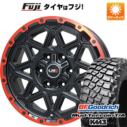 【新品】プラド/ハイラックス 夏タイヤ ホイール4本セット 265/65R17 BFグッドリッチ マッドテレーンT/A KM3 レアマイスター LMG モンタグナ(マットブラック/レッドリム) 7.5J 17インチ(送料無料)