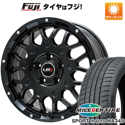 【新品国産車用5穴114.3】 夏タイヤ ホイール4本セット 205/55R17 ミレバー スポーツマクロ MA349（限定） レアマイスター LMG MS-9W グロスブラック 6.5J 17インチ(送料無料)