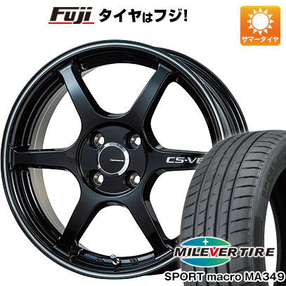 【新品国産車用4穴100】 夏タイヤ ホイール4本セット 195/50R16 ミレバー スポーツマクロ MA349（限定） レアマイスター CS-V6(グロスブラック/ラインポリッシュ) 6J 16インチ(送料無料)
