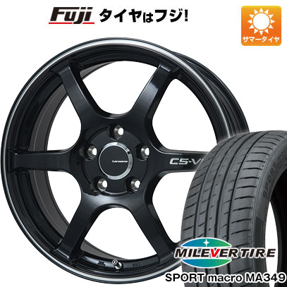 【新品国産車用5穴114.3】 夏タイヤ ホイール4本セット 215/55R17 ミレバー スポーツマクロ MA349(限定) レアマイスター CS-V6(グロスブラック/ラインポリッシュ) 7J 17インチ(送料無料)|フジ スペシャルセレクション