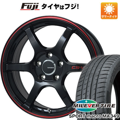 【新品国産車用5穴114.3】 夏タイヤ ホイール4本セット 205/55R17 ミレバー スポーツマクロ MA349（限定） レアマイスター CS-V6(グロスブラック/レッドライン) 7J 17インチ(送料無料)